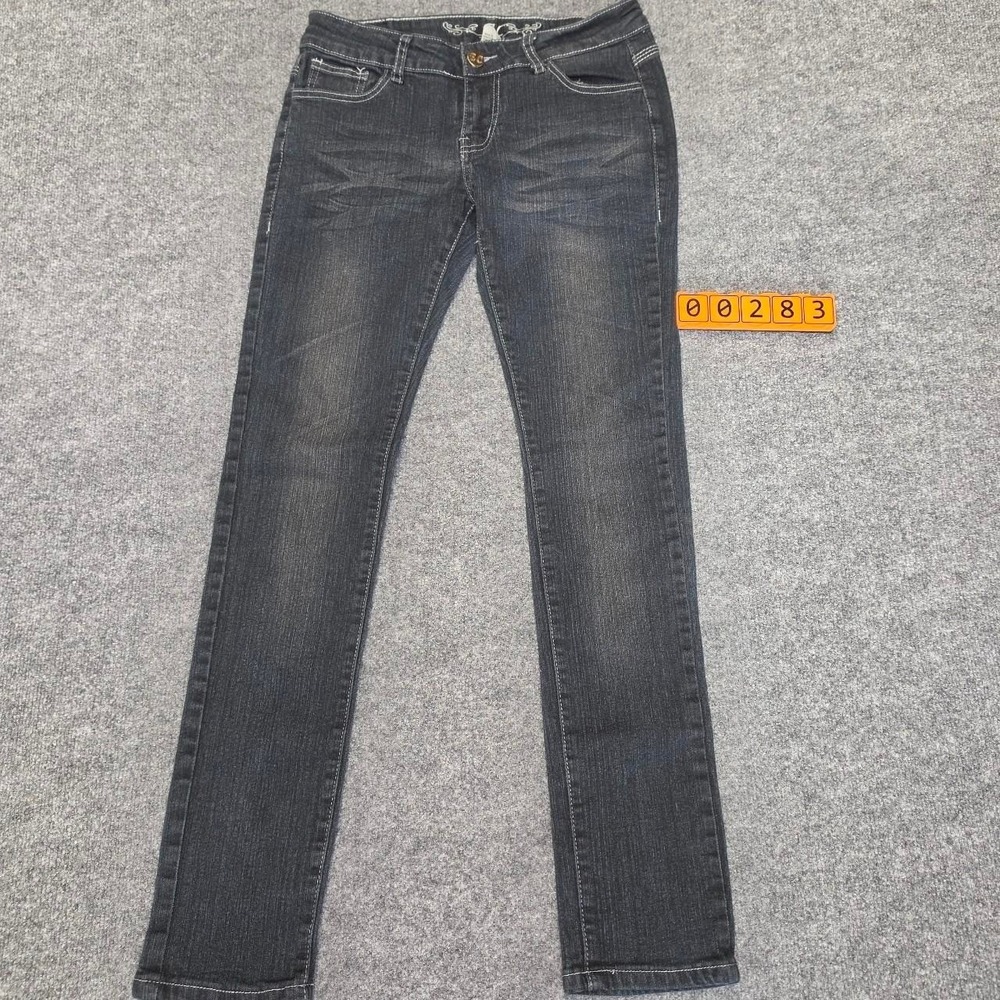 EC Black skinny jeans with a distressed look, size 9 , Low rise.
